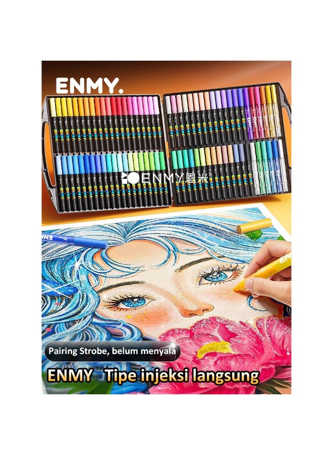 العدو مجموعة أقلام أكريليك سائلة ENMY بـ 80 لونًا – رأس ناعم غير شفاف بتأثير جليتر وفلوريسنت، حبر مائي سريع الجفاف، قابل للغسل وغير سام، مثالية للأطفال، المدرسة، المكتب، الرسم، التلوين والأعمال اليدوية - Image 4